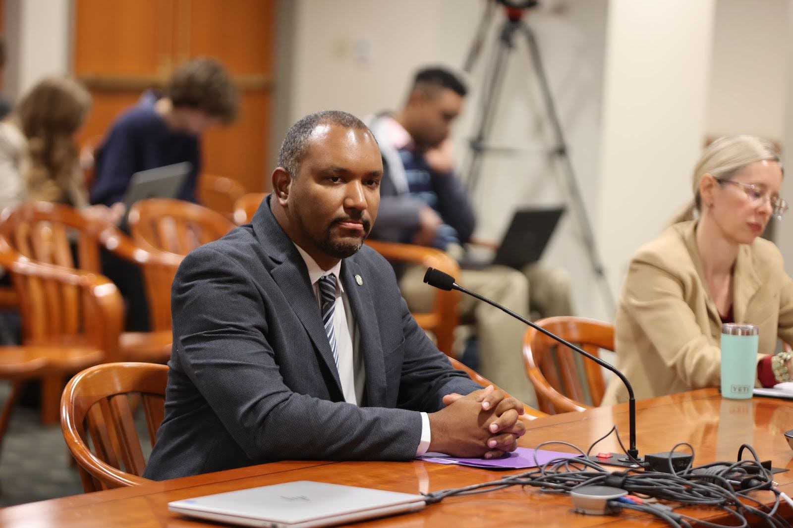 Michigan State Representative Jimmie Wilson, Jr. testifies in the House Ethics and Oversight Committee.