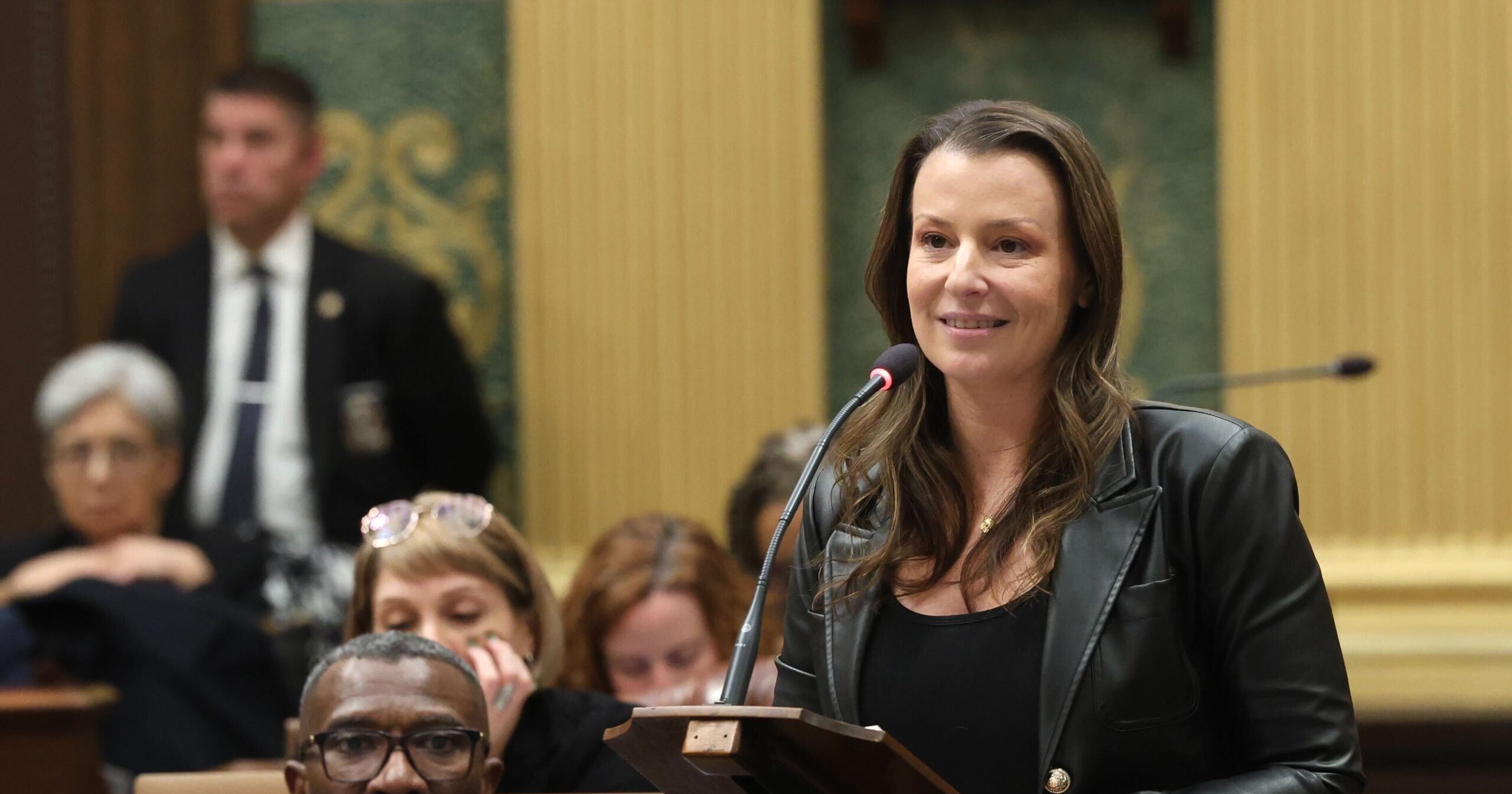 Michigan State Representative Samantha Steckloff speaks on the House Floor.