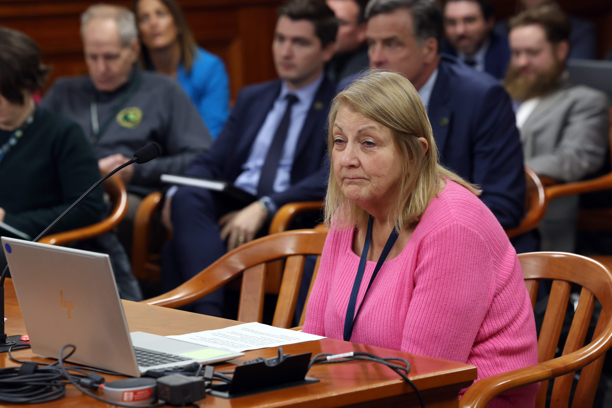 State Representative Denise Mentzer testifies in a House Committee.