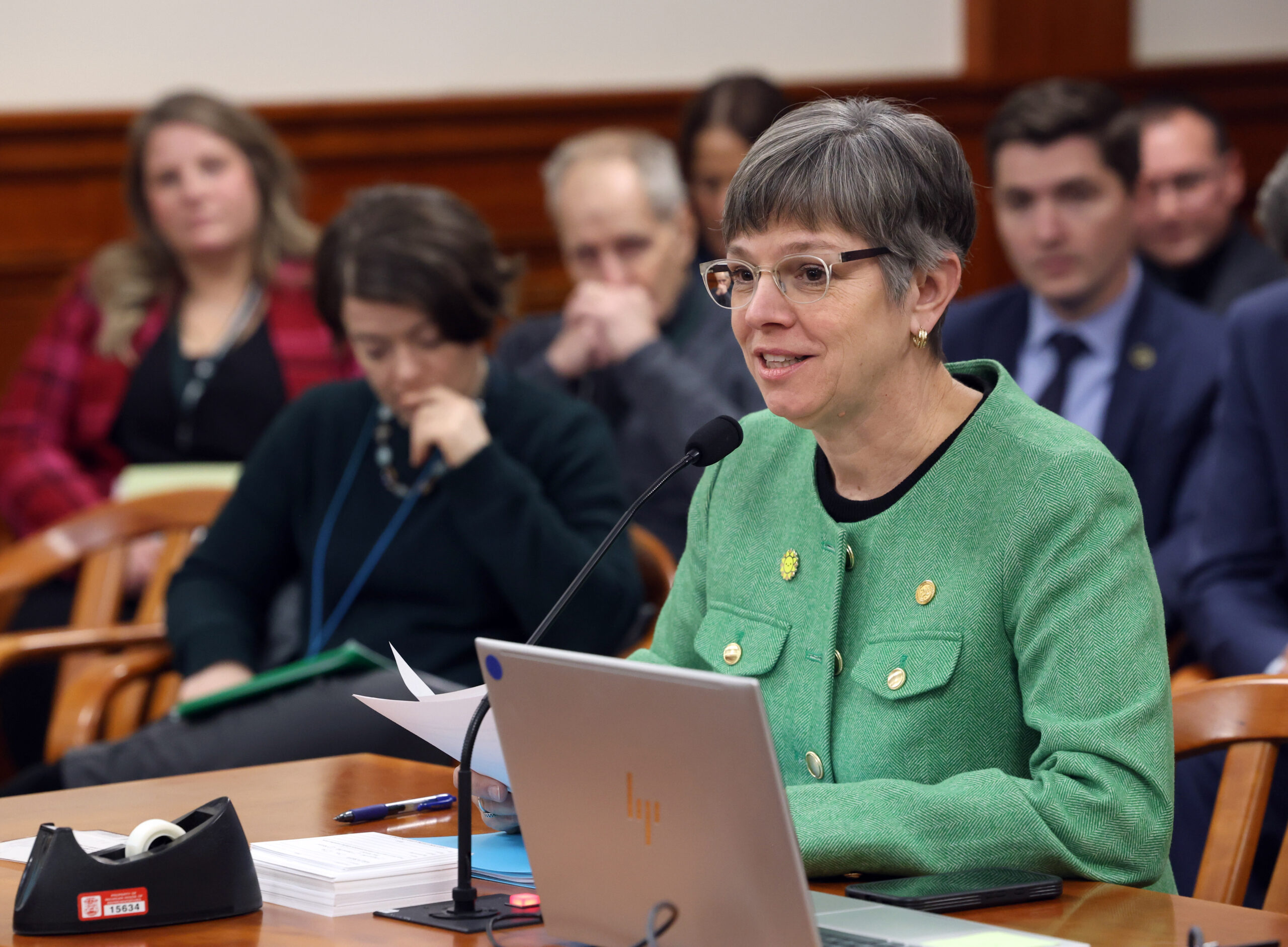 Michigan State Representative Julie Brixie testifies in a House Committee.