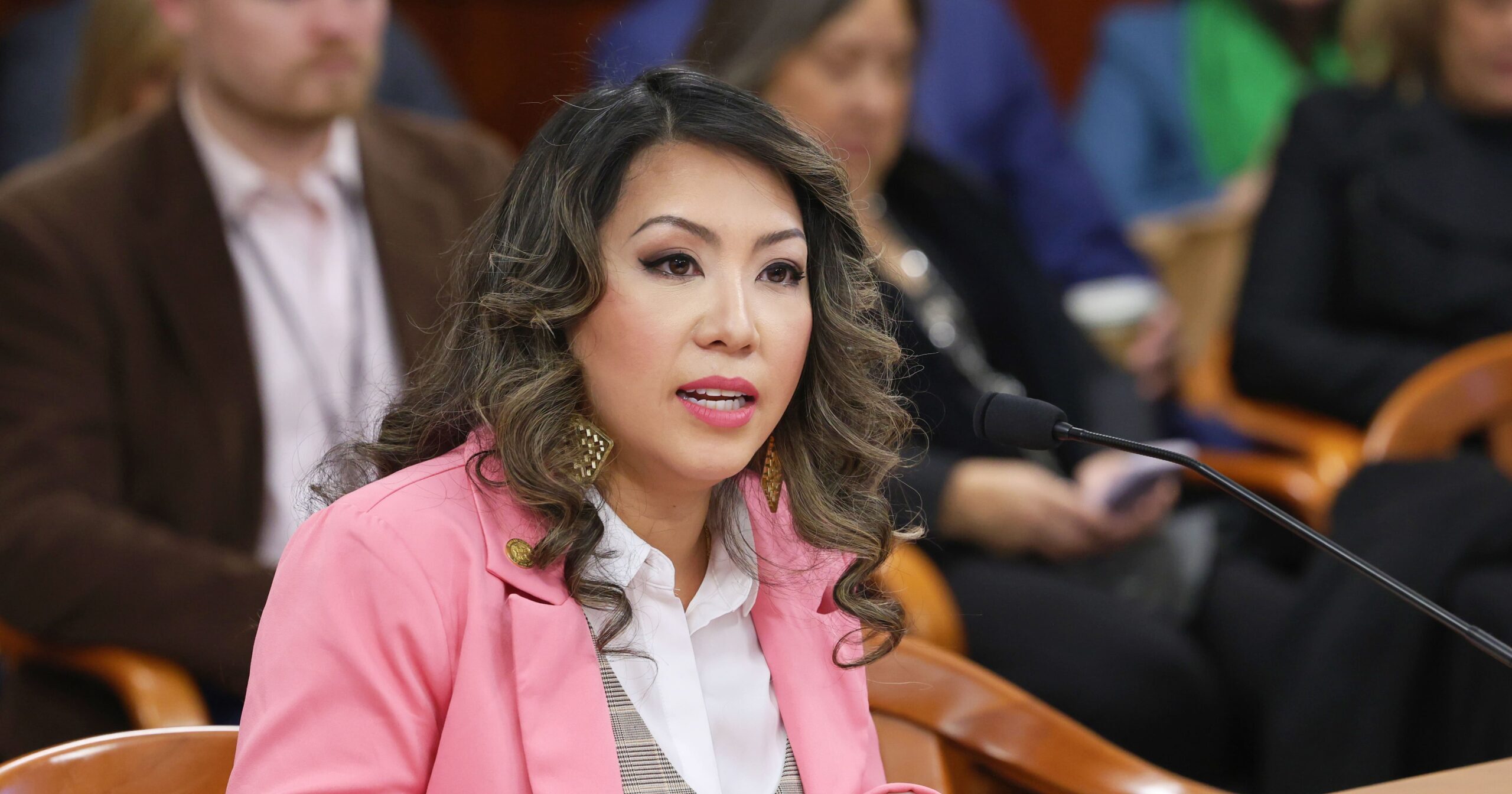 Michigan State Representative Mai Xiong speaking at a committee meeting.