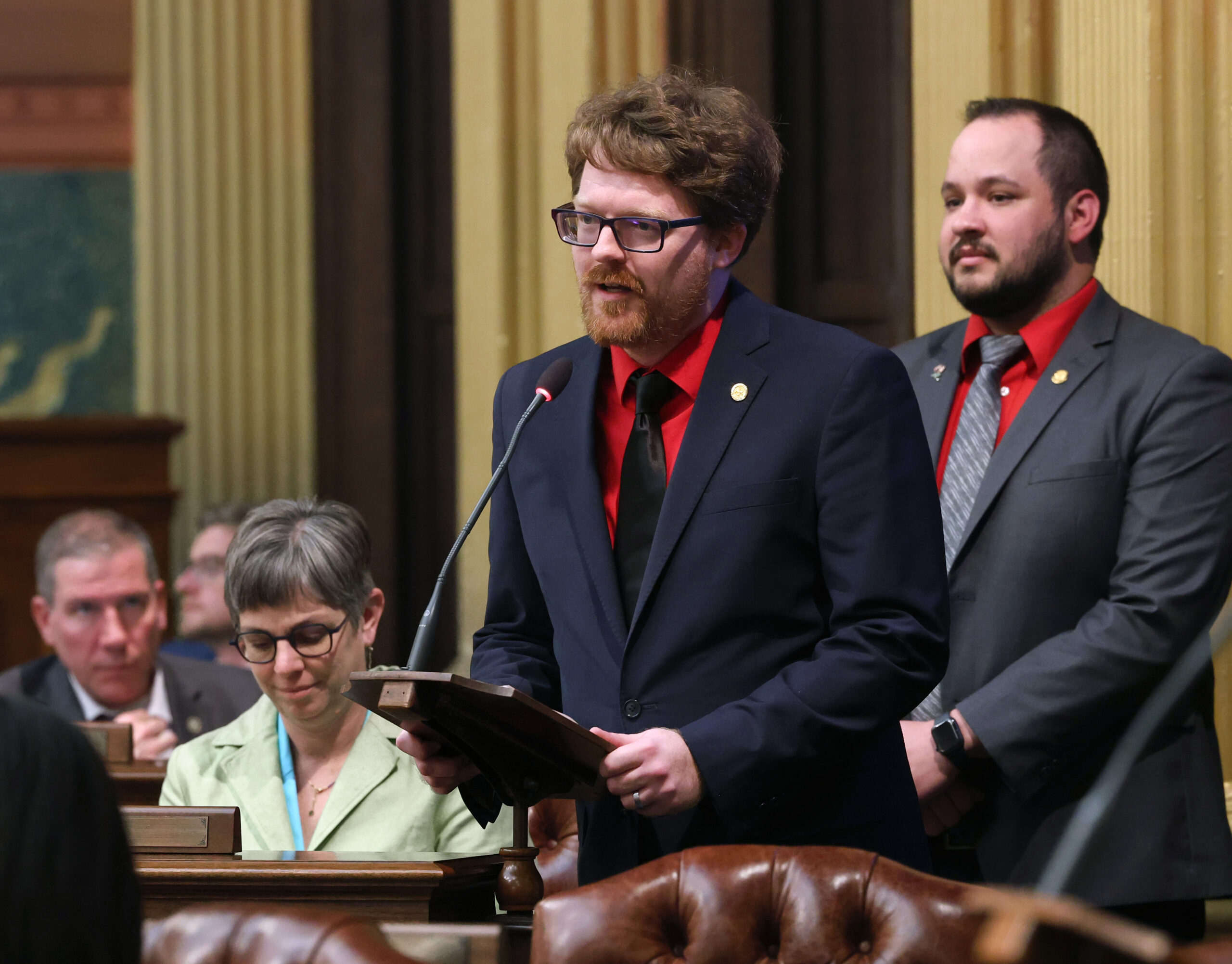 Michigan State Representative Joey Andrews speaks on the House floor.