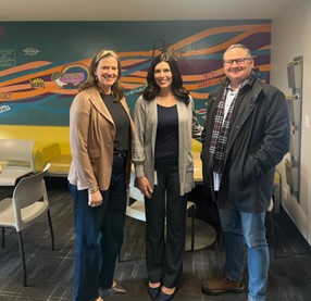 Michigan State Representative Carol Glanville with two others at the Children's Advocacy Center of Kent County.