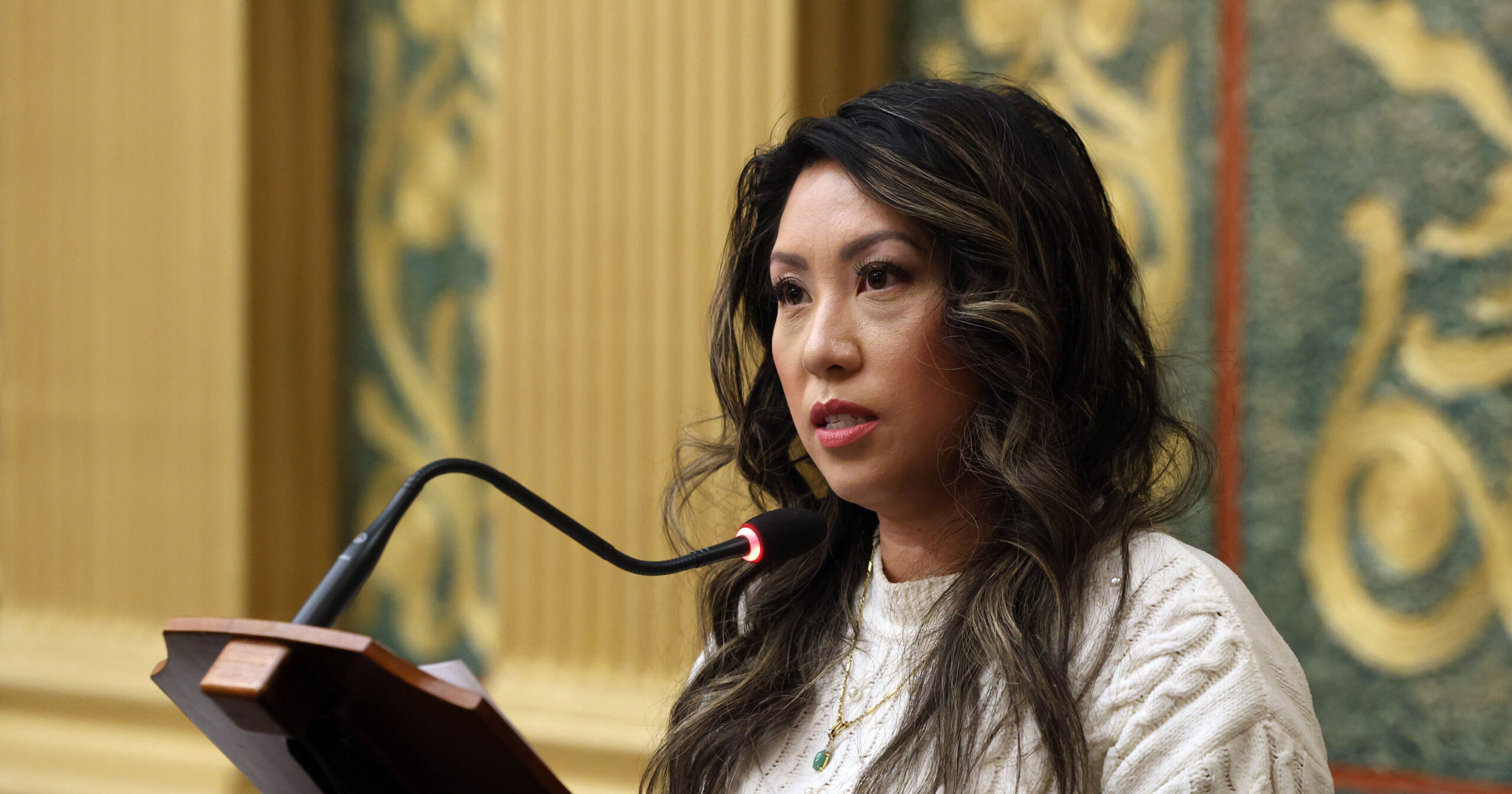 Michigan State Representative Mai Xiong speaking on the House floor.