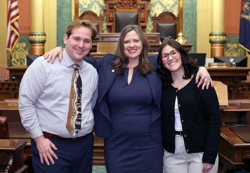 Michigan State Representative Carol Glanville with her staff, Stephen Martin and Paige Maguire.