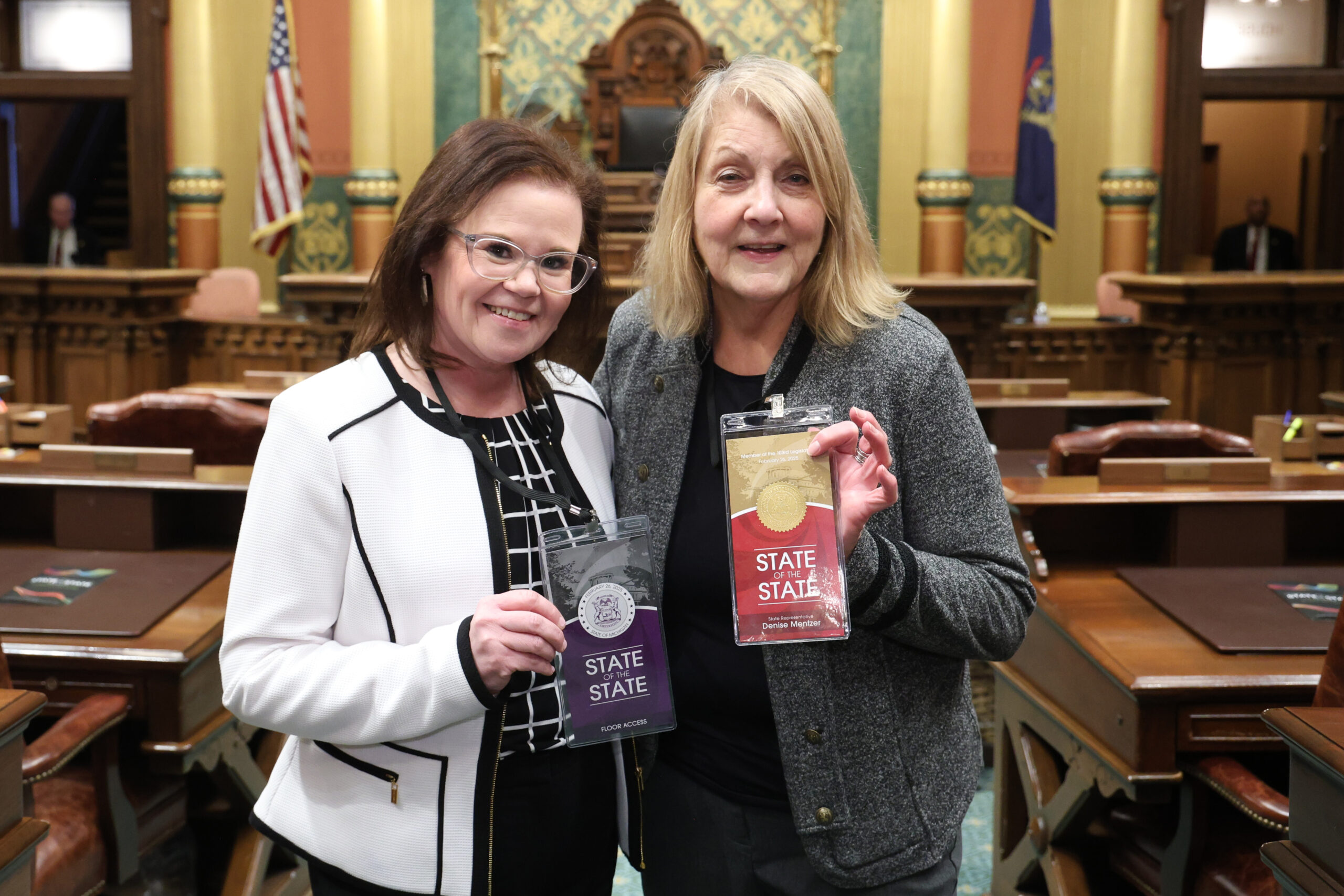 Michigan State Representative Denise Mentzer and her guest, Laura Kropp.