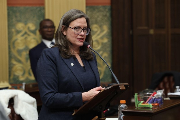 Michigan State Representative Carol Glanville speaks on the House floor.