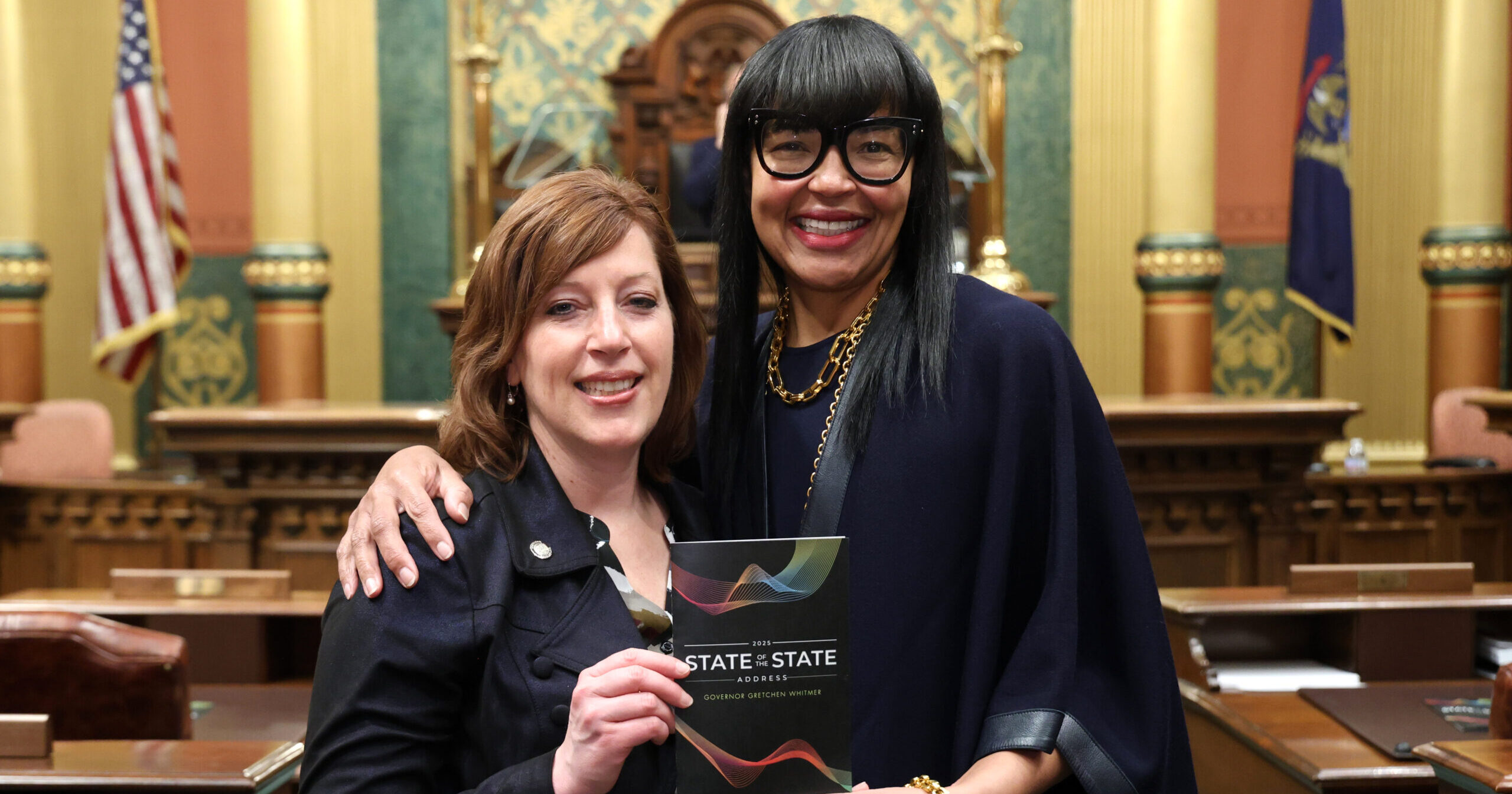 Michigan State Representative Julie Rogers and her guest Denise Crawford.