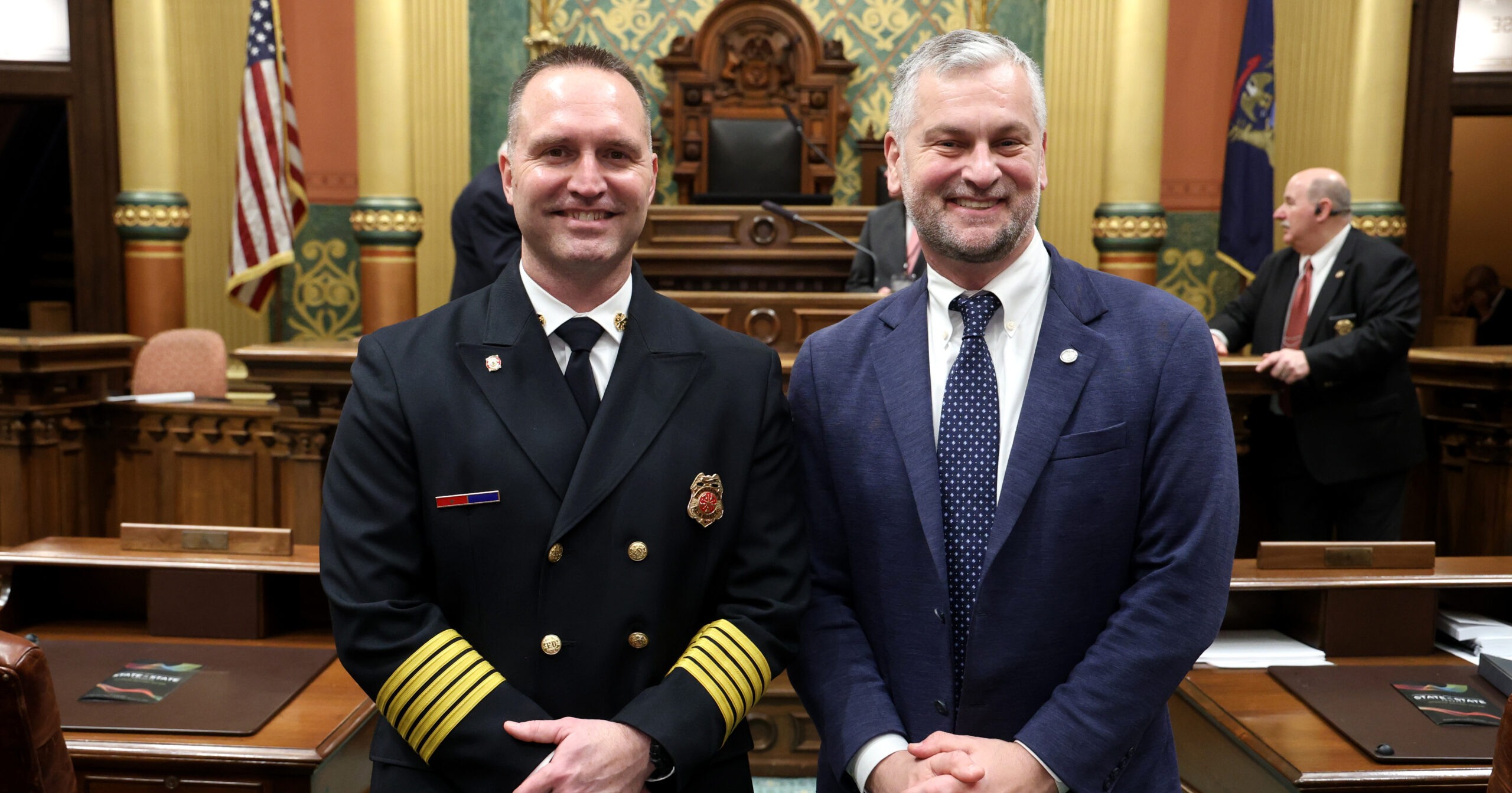 Michigan State Representative Phil Skaggs and his guest Adam Mager.