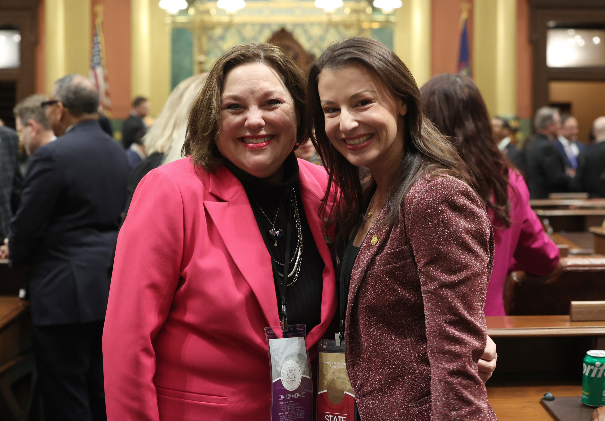 State Representative Samantha Steckloff with her guest at the 2025 State of the State address.