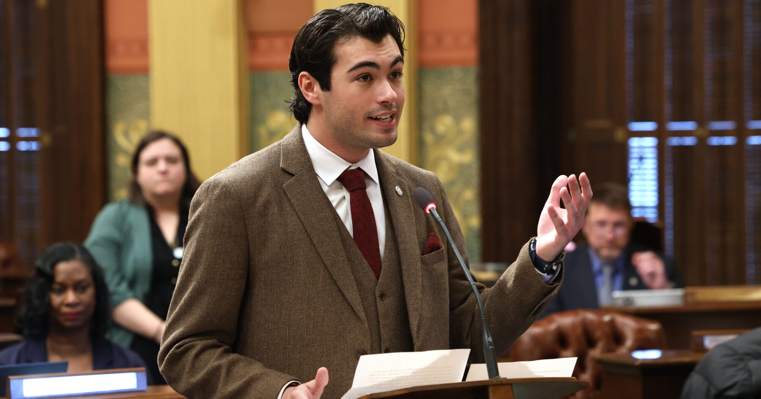 Image of state Rep. Jasper R. Martus speaking on the House floor,