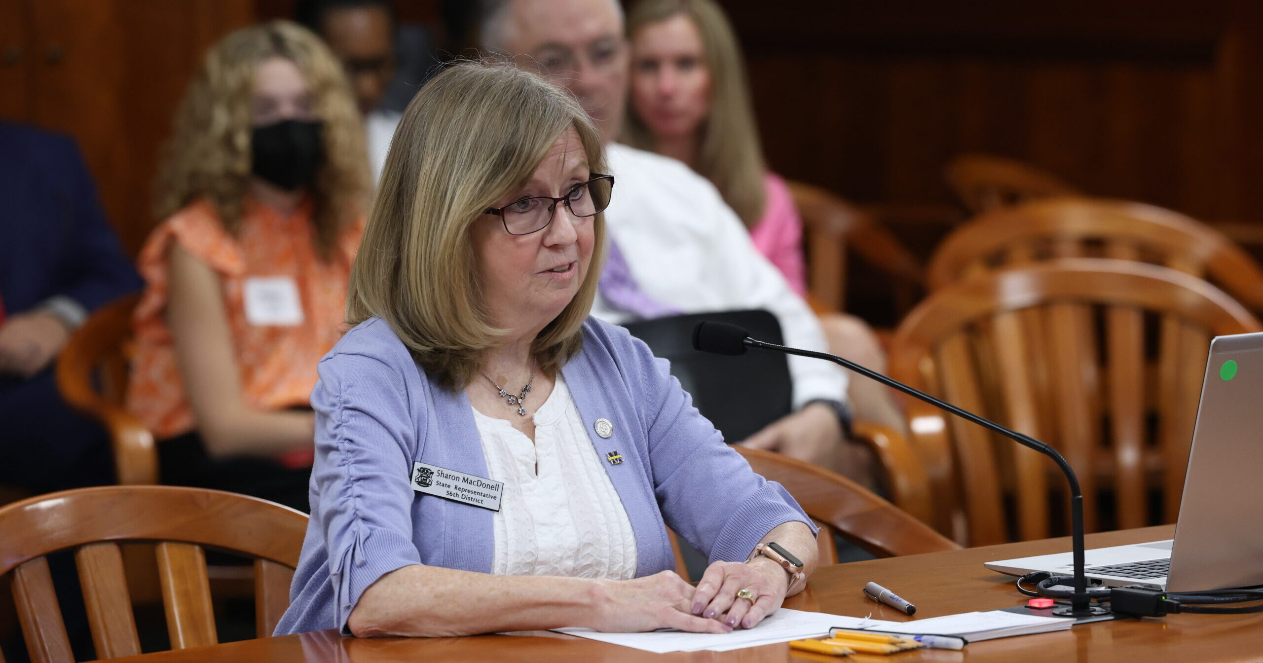 Michigan state Representative Sharon MacDonell testifies in committee