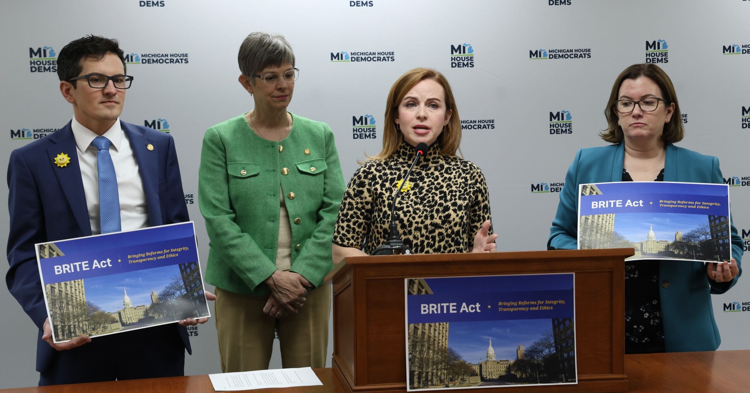 Michigan State Representative Erin Byrnes speaking at the BRITE Act press conference.