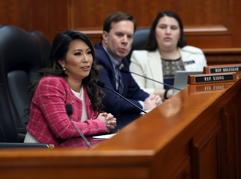 Michigan State Representative Mai Xiong speaking at a committee meeting.