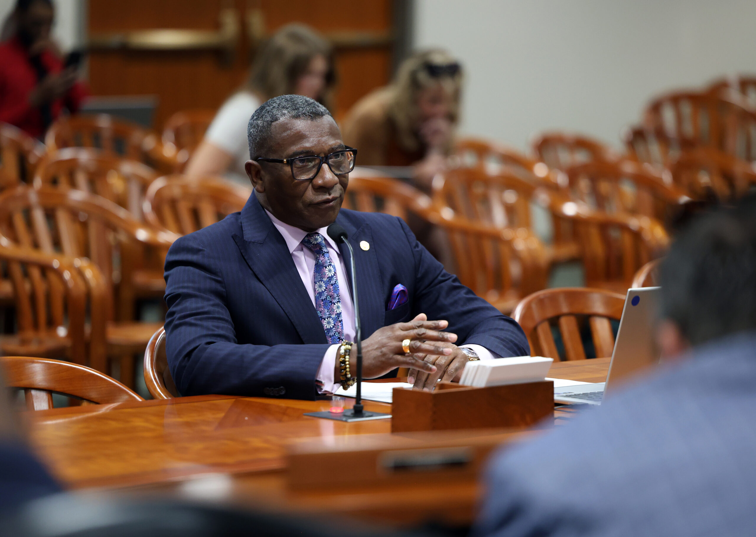 State Rep. Amos O’Neal (D-Saginaw) testifying in the Regulatory Reform Committee on June 11, 2024, at the House Office Building in Lansing.