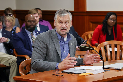 State Rep. Phil Skaggs (D-East Grand Rapids) testifying in a committee on Thursday, May 23, 2024 at the Anderson House Office Building.