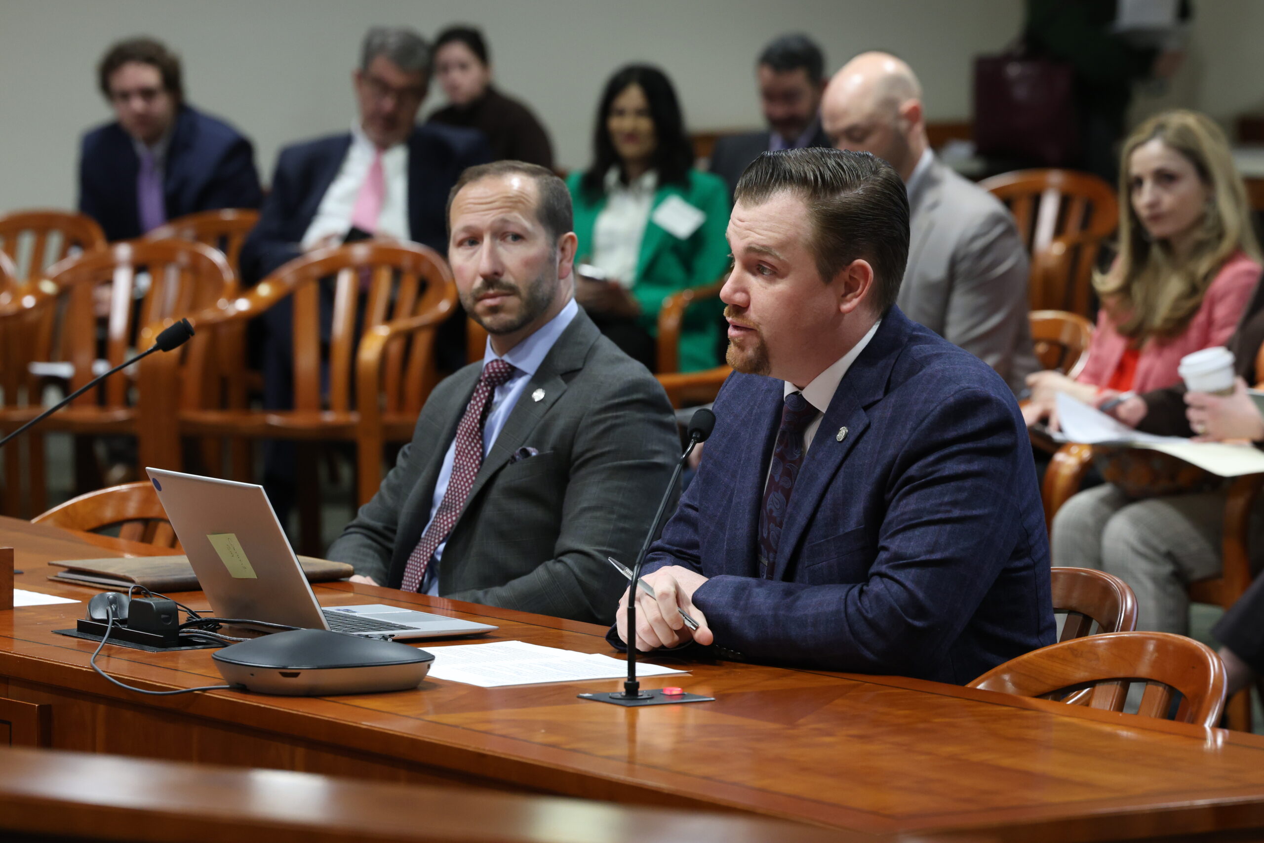 Michigan state Representative John Fitzgerald testifying in a committee meeting.