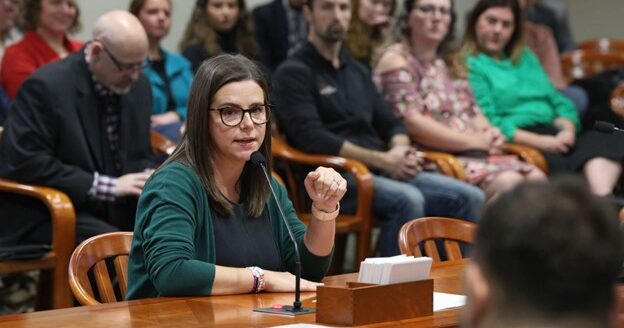 Michigan state Representative Laurie Pohutsky speaking in a committee meeting.