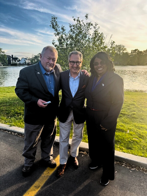State Rep. Brenda Carter (D-Pontiac) and state Rep. Greg Markkanen (R-Hancock) standing together on Wednesday, May 21, 2025 in Pontiac.