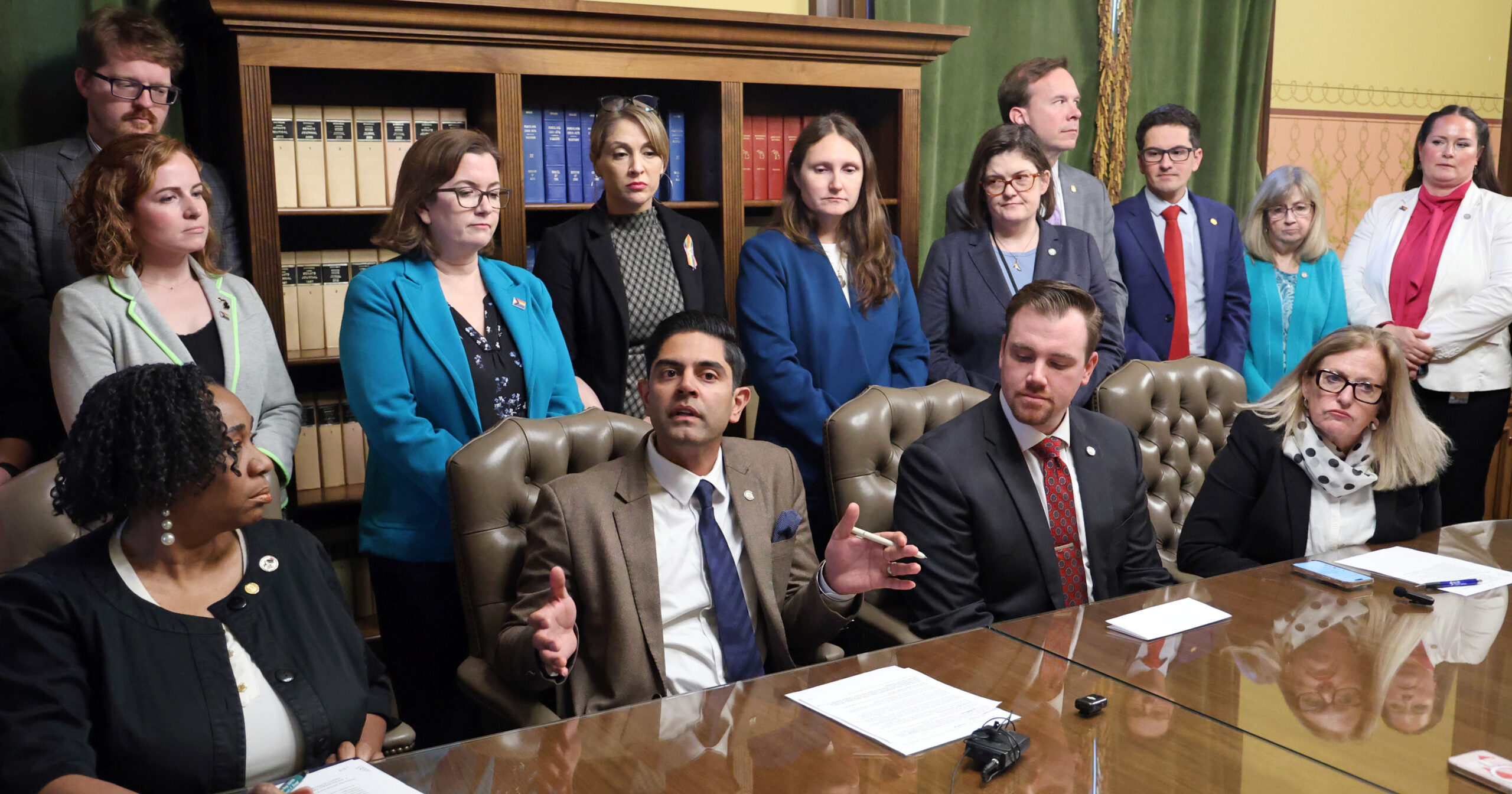 Michigan House Democrats at a press conference.