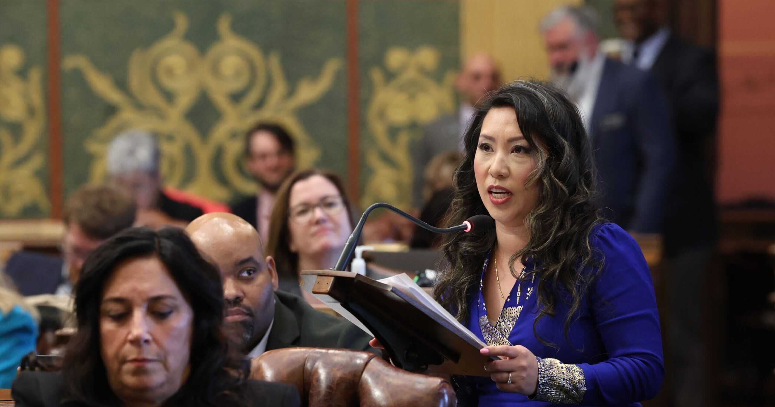 Michigan state Representative Mai Xiong speaking on the House floor.