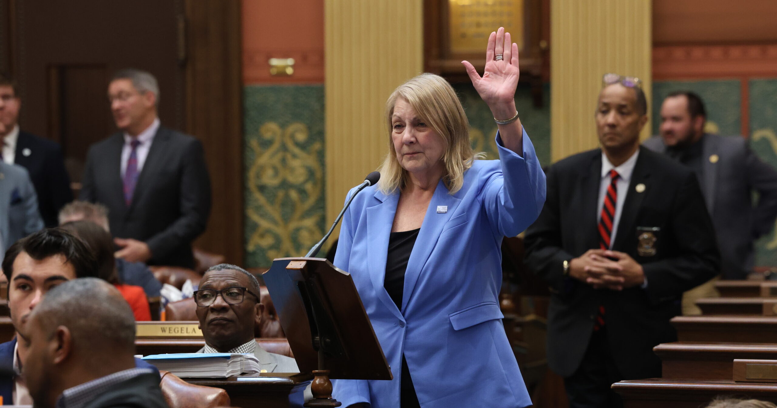 State Rep. Denise Mentzer speaks on the House floor.