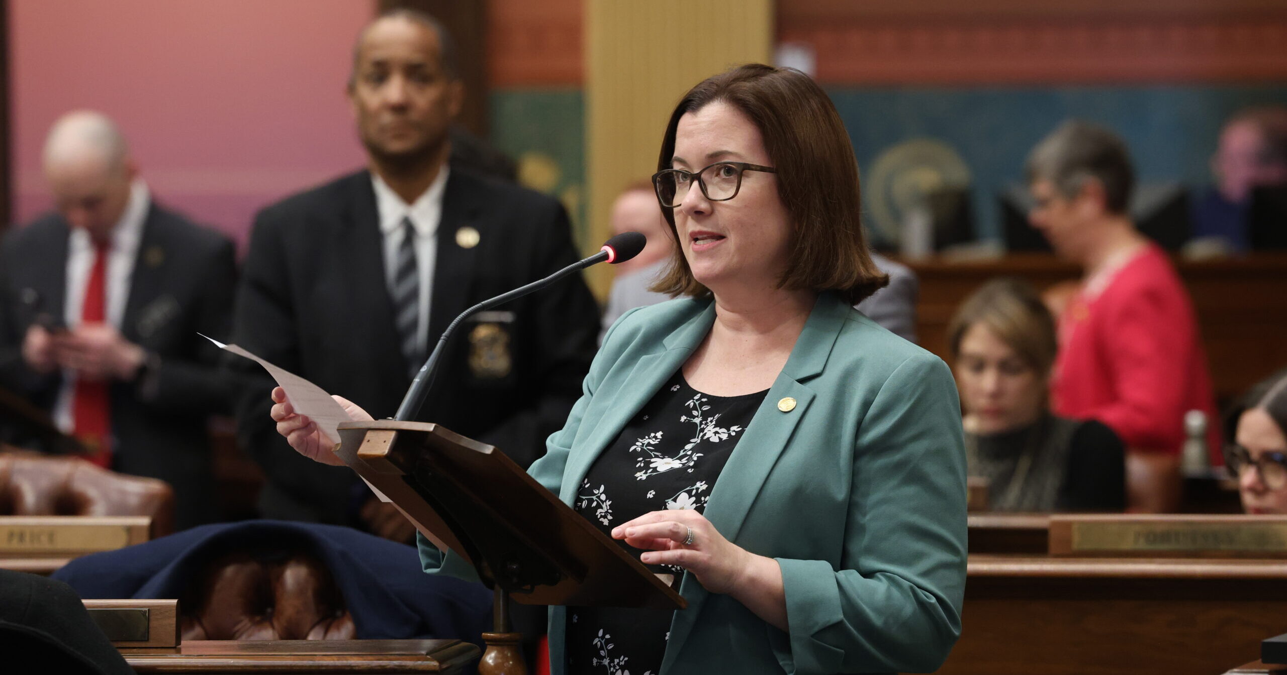 State Rep. Natalie Price gives a speech on the House floor