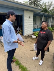 State Rep. Martus speaks with a constituent