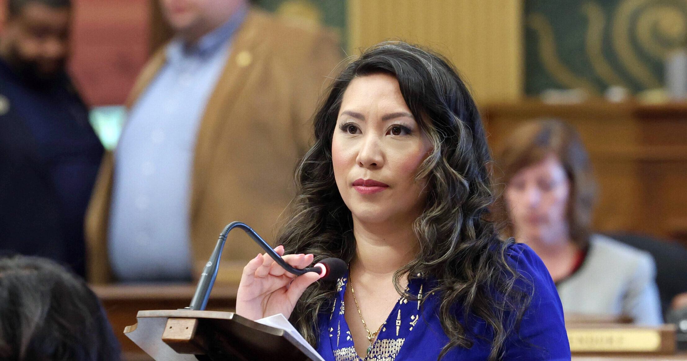 Michigan state Representative Mai Xiong speaking on the House floor.