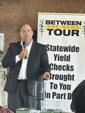A presenter at the Between the Rows Tour held by Michigan Corn.