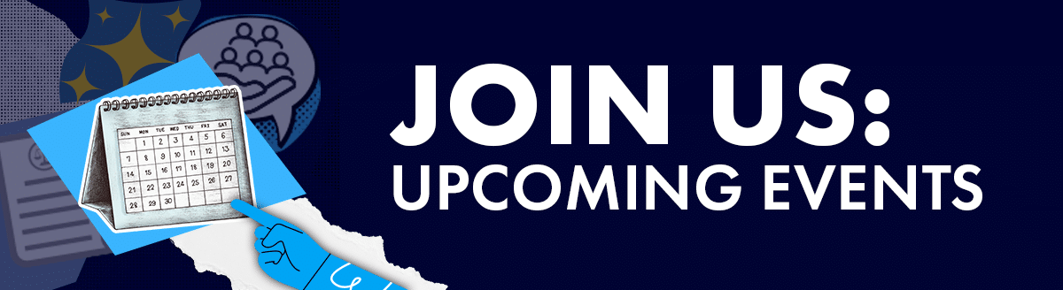 A graphic for the "Join us: upcoming events" section of the enewsletter.