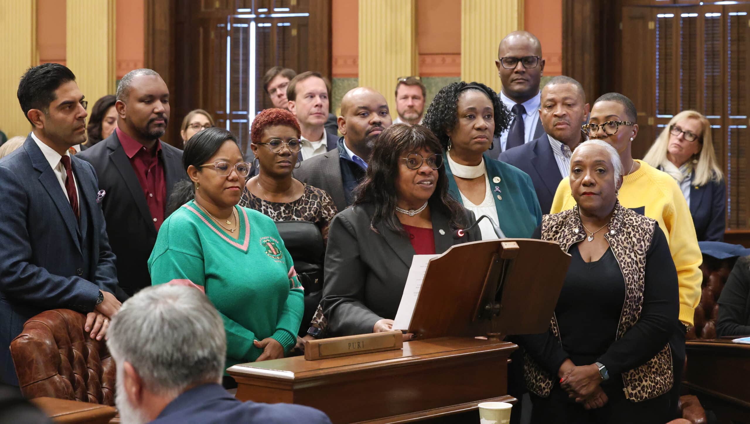 State Rep. Brenda Carter speaking in support of HB 4666 on the House floor on Thursday, Oct. 23, 2025 at the Capitol Building in Lansing.