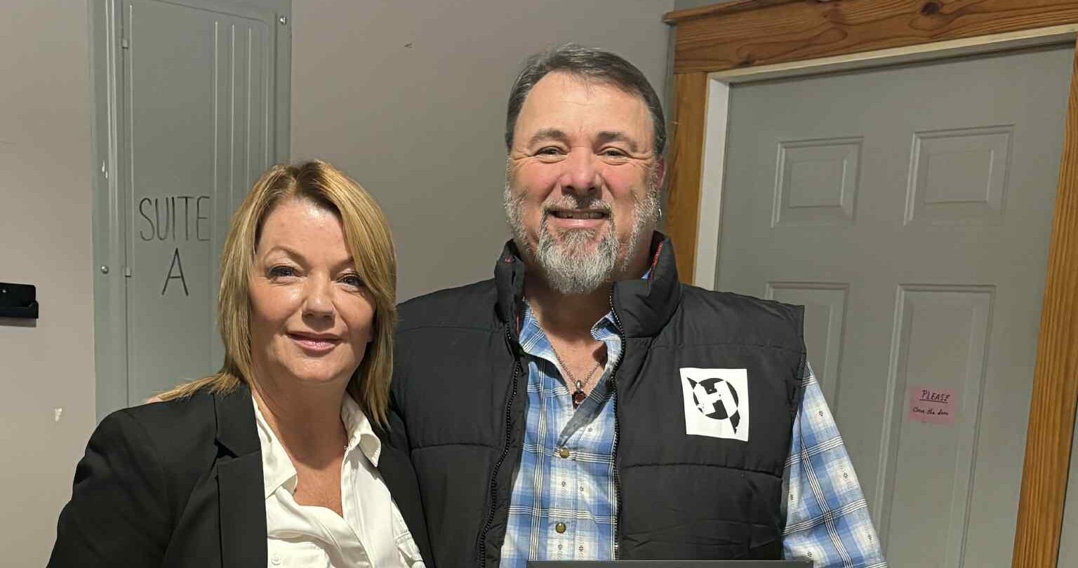 Missy Smith, owner of July Business of the Month awardee Salon 83, and Bill Smith, owner of September Business of the Month awardee Kickin Glass.
