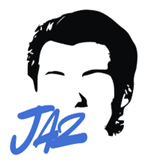 State Rep. Martus drawn headshot over blue lettering that reads: Jaz