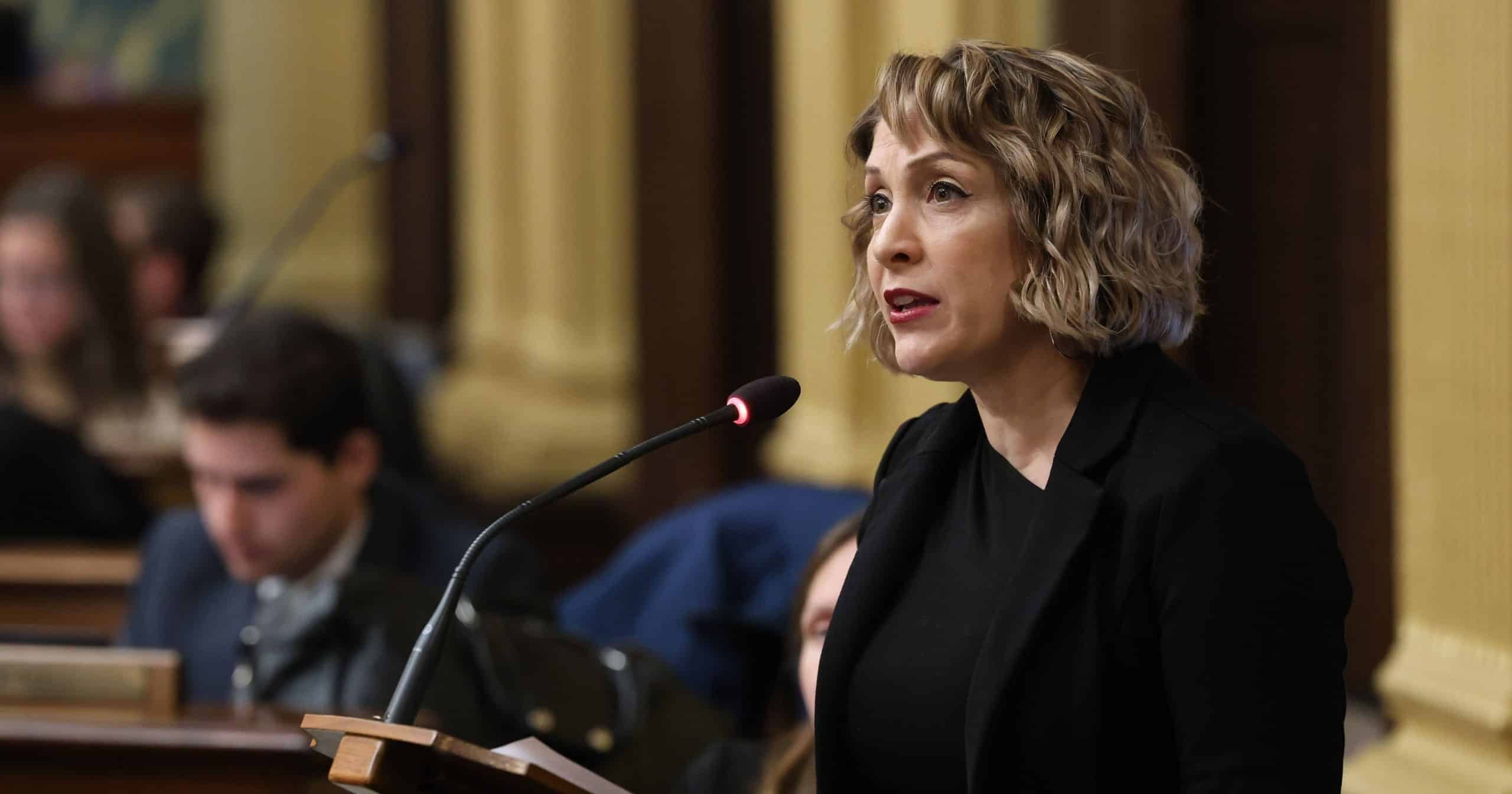 State Rep. Emily Dievendorf speaks on the house floor