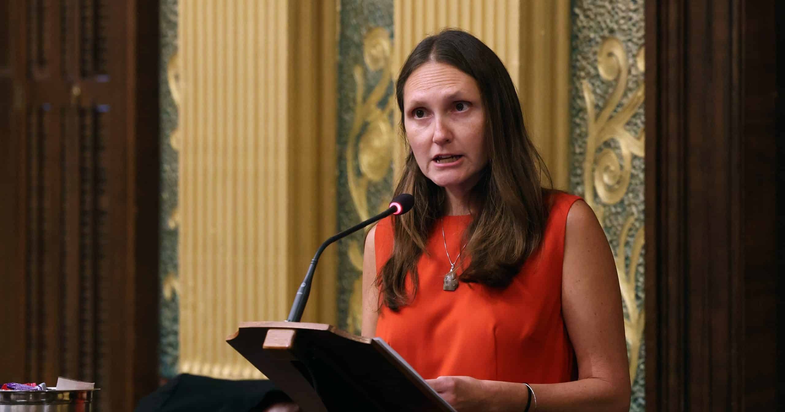 State Rep. Penelope Tsernoglou speaks on the House floor