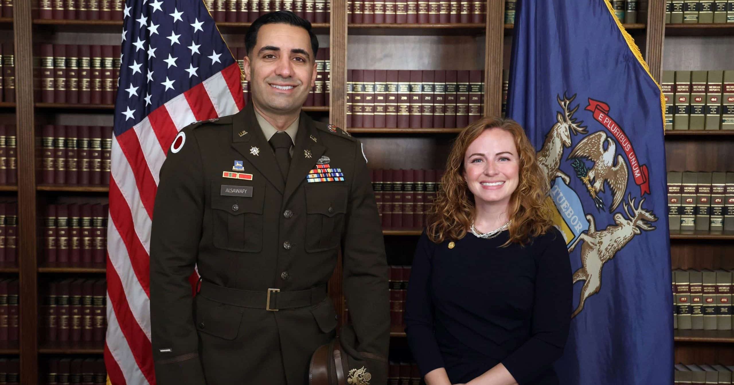 State Rep. Erin Byrnes attends the 9/11 ceremony with Kamal Alsawafy
